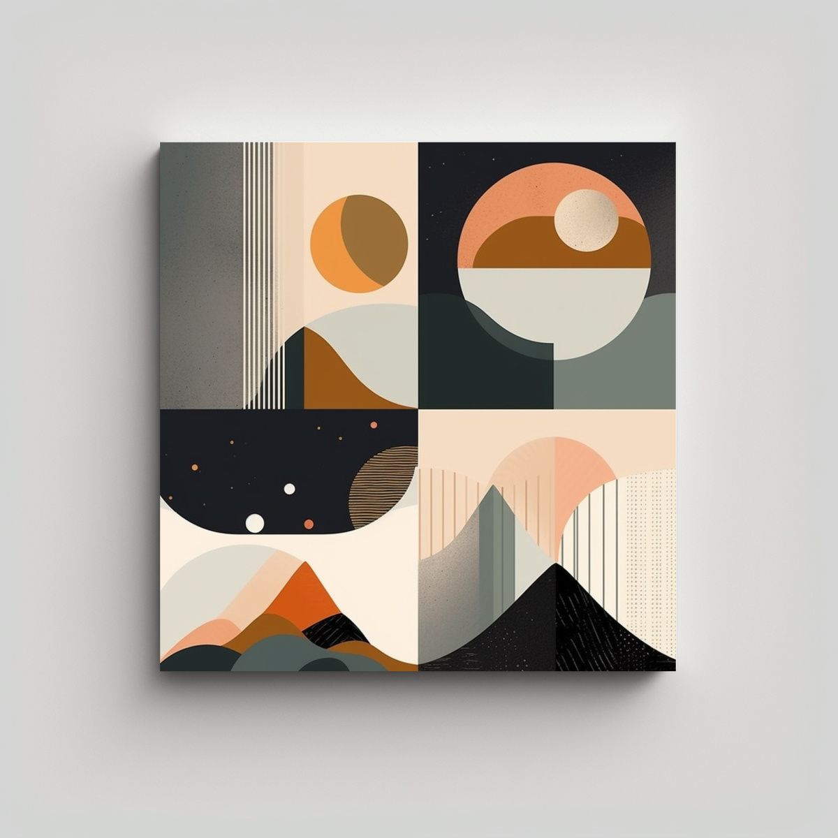 GENERICO - 1 Cuadro De Geometría Y Formas Orgánicas Con 60x60 Cm