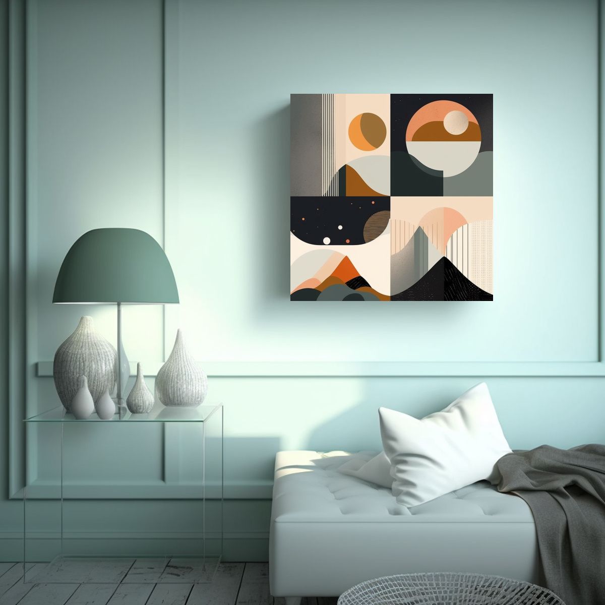 GENERICO - 1 Cuadro De Geometría Y Formas Orgánicas Con 60x60 Cm