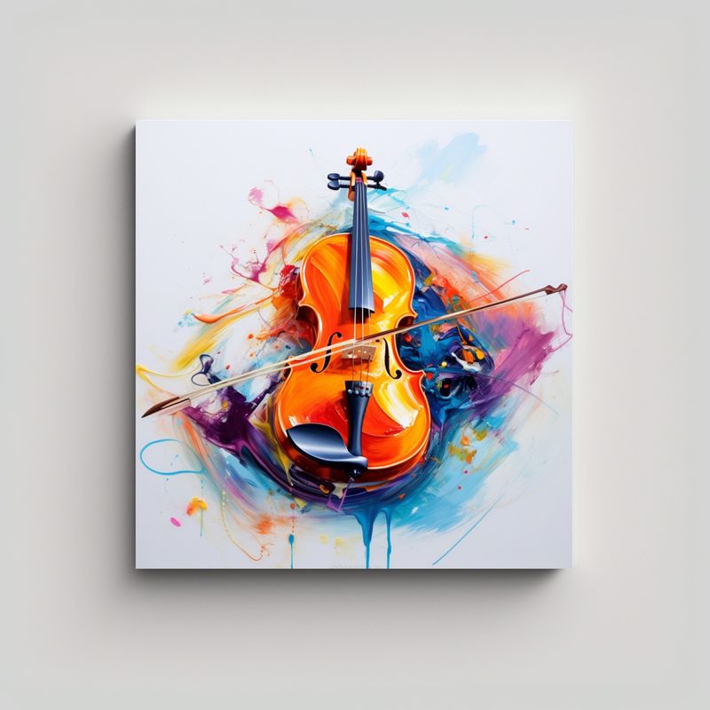 GENERICO - Pintura Decorativa Abstracta En Forma De Violín 60x60 Cm