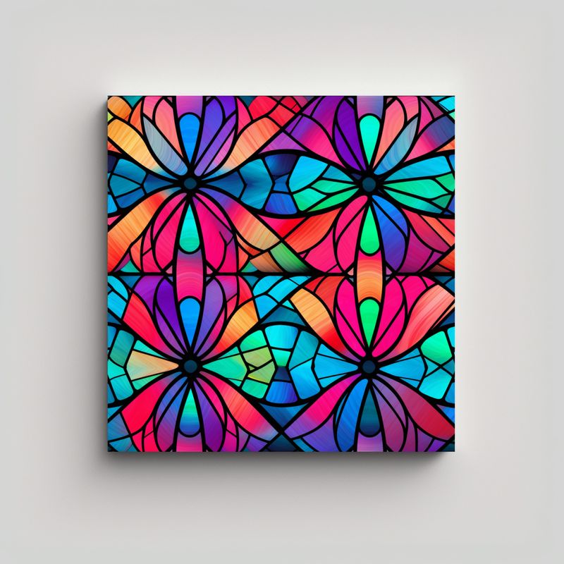 GENERICO - Cuadros De Vidrieras Impresas Intensas Para 80x80 Cm