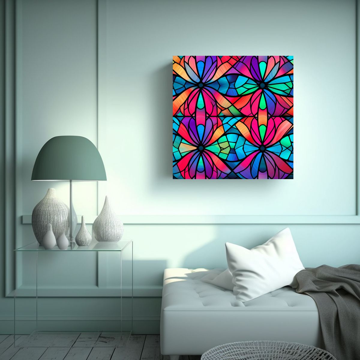 GENERICO - Cuadros De Vidrieras Impresas Intensas Para 70x70 Cm.