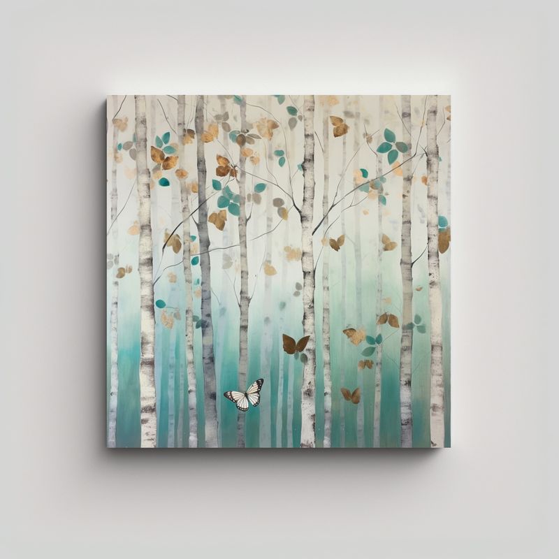 GENERICO - Cuadro De Mariposas En Abedules Estilo Sereno De 90x90 Cm