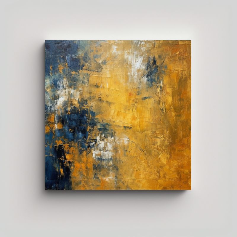 GENERICO - Pintura Al óleo En Color Dorado Con Composición 90x90 Cm