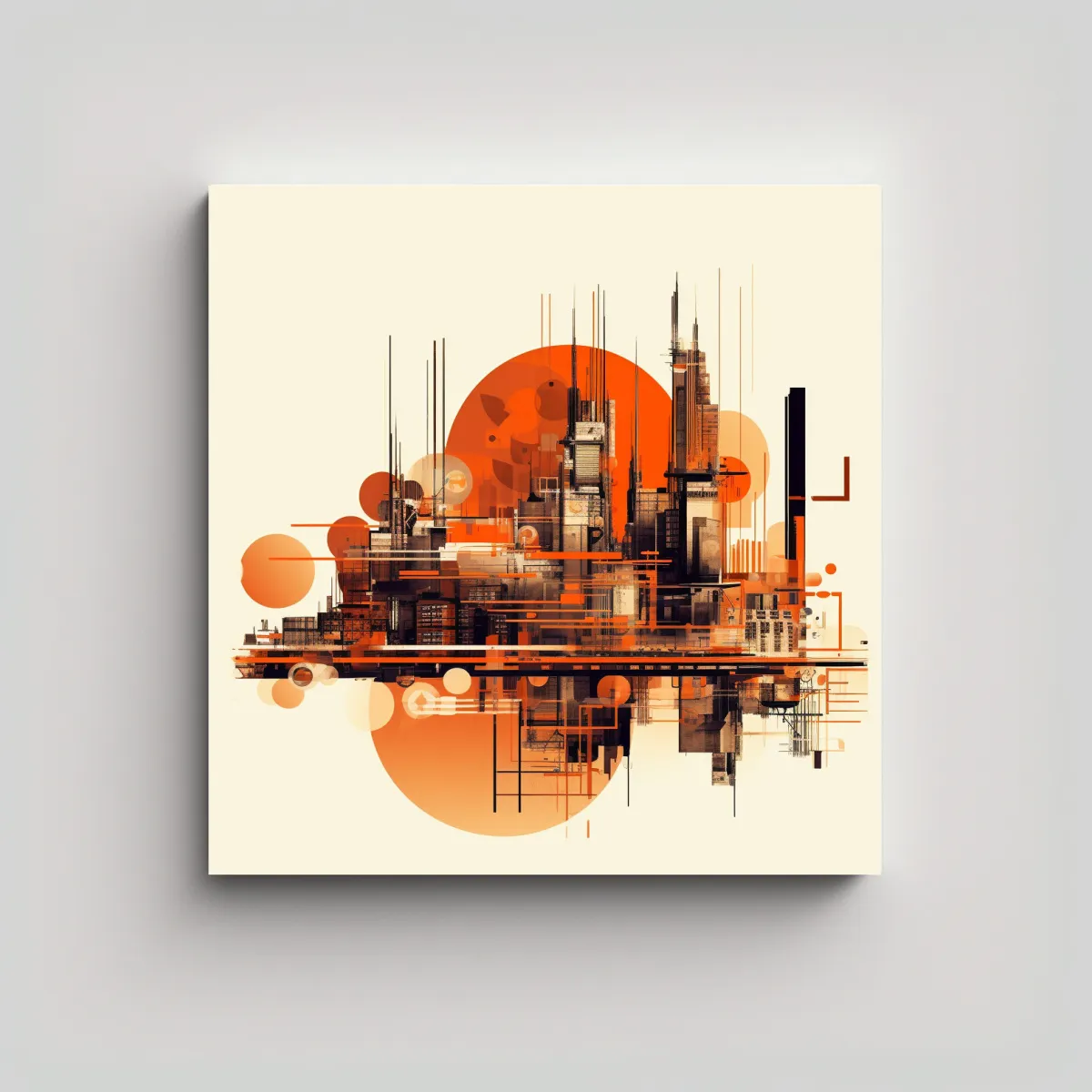 GENERICO - Pinturas Abstractas Minimalistas De Una Ciudad 50x50 Cm