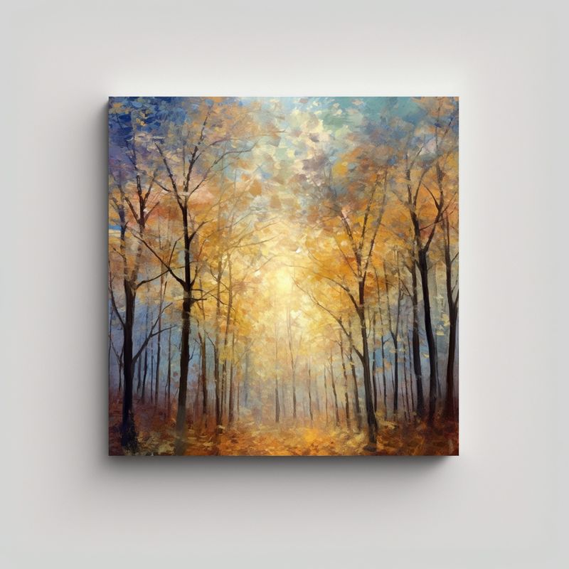 GENERICO - Paisaje Otoñal Impresionista Arte Patron Intenso 80x80 Cm