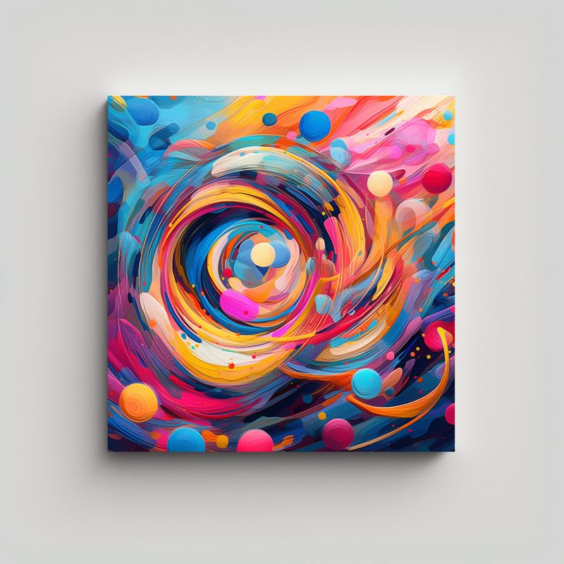 GENERICO - Pintura Abstracta Multicolor En Tela Escena 80x80 Cm