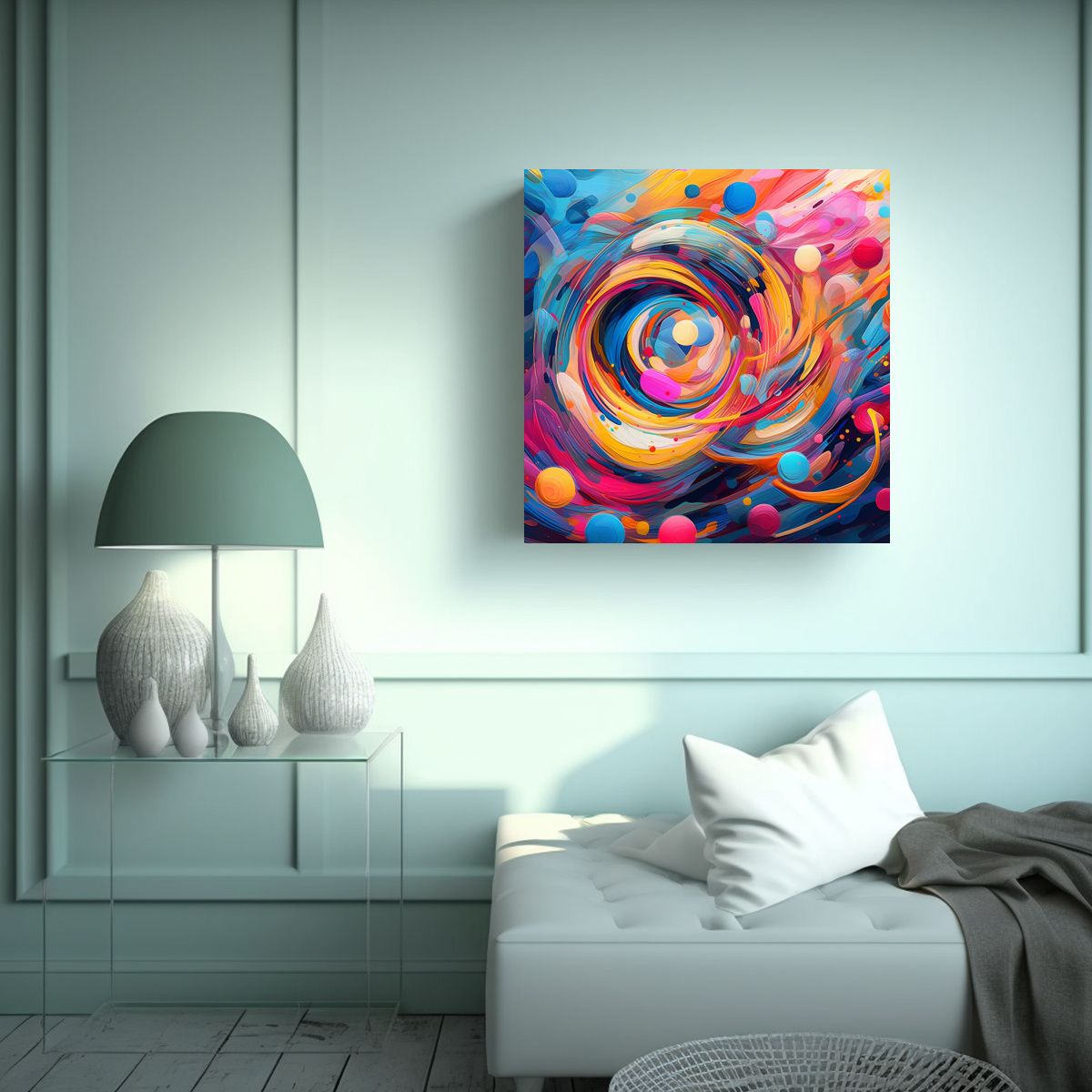 GENERICO - Pintura Abstracta Multicolor En Tela Escena 60x60 Cm