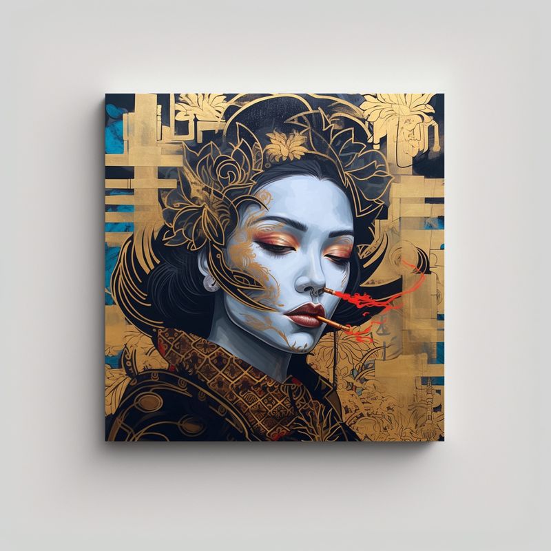 GENERICO - Pintura Decorativa Estilo Arte Acuarela Rostro De 80x80 Cm