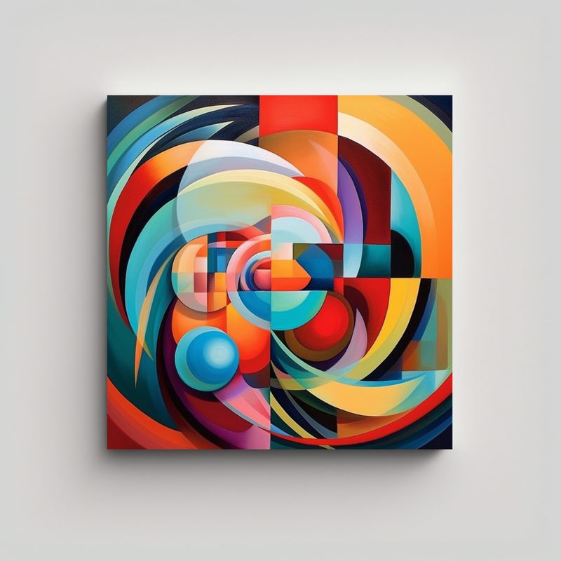 GENERICO - Cuadro Geométrico Simétrico En Bastidor De 50x50 Cm