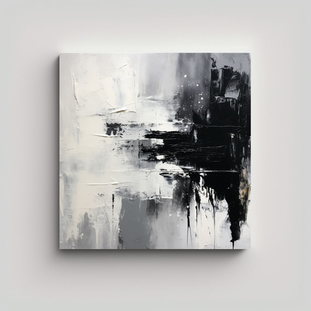 GENERICO - Cuadro Abstracto Minimalista Blanco Y Negro Por 80x80 Cm