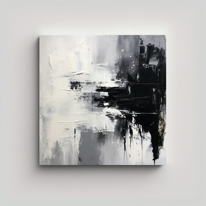GENERICO - Cuadro Abstracto Minimalista Blanco Y Negro Por 60x60 Cm