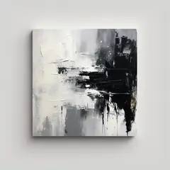 GENERICO - Cuadro Abstracto Minimalista Blanco Y Negro Por 50x50 Cm