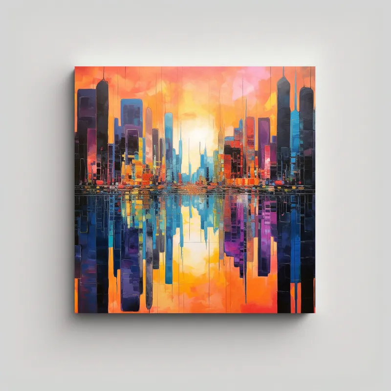 GENERICO - Pintura Abstracta En Lienzo De Tela Con Vibrantes 90x90 Cm