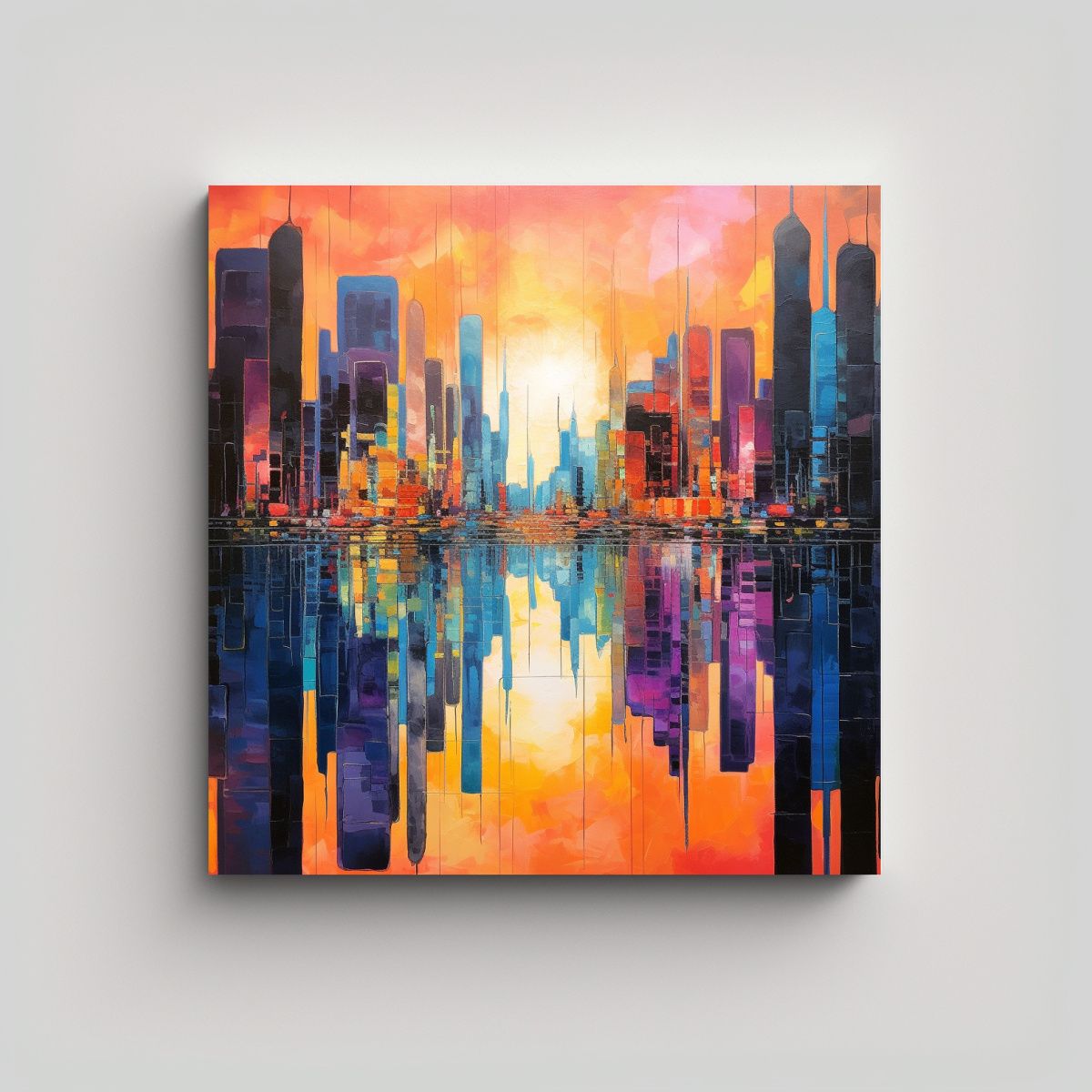 GENERICO - Pintura Abstracta En Lienzo De Tela Con Vibrantes 80x80 Cm