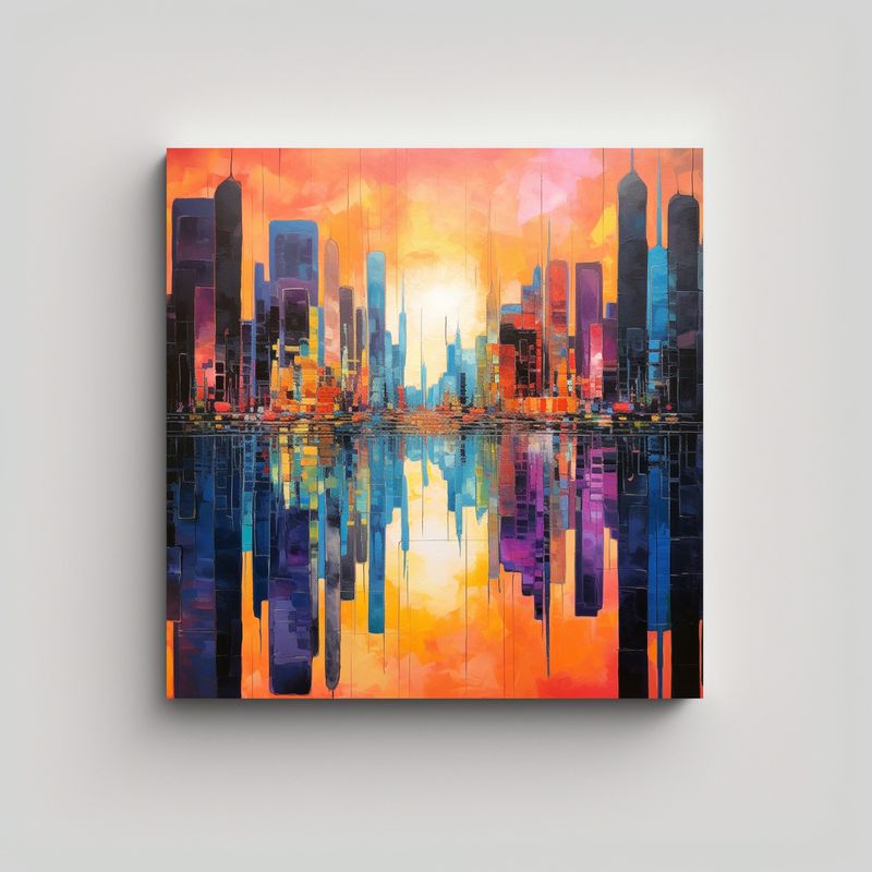 GENERICO - Pintura Abstracta En Lienzo De Tela Con Vibrantes 80x80 Cm
