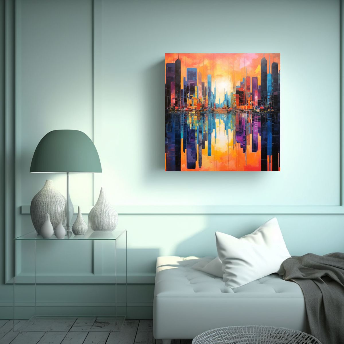 GENERICO - Pintura Abstracta En Lienzo De Tela Con Vibrantes 50x50 Cm