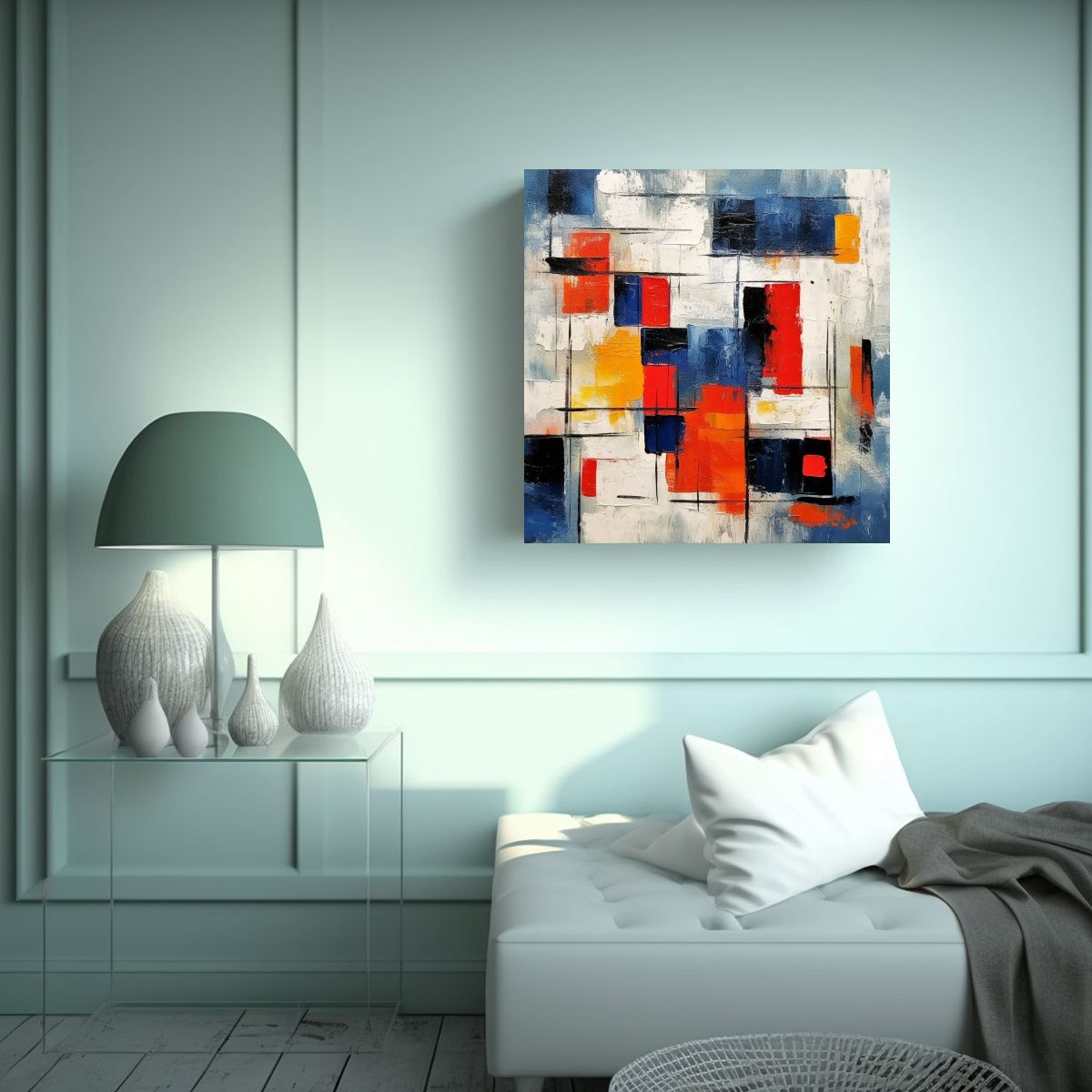 GENERICO - Pintura Abstracta Cromática De Olegas, 50x50 Cm.