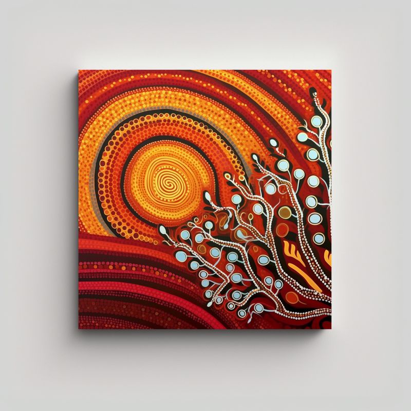 GENERICO - Pintura Aborigen Inspirada En El Solsticio De 60x60 Cm
