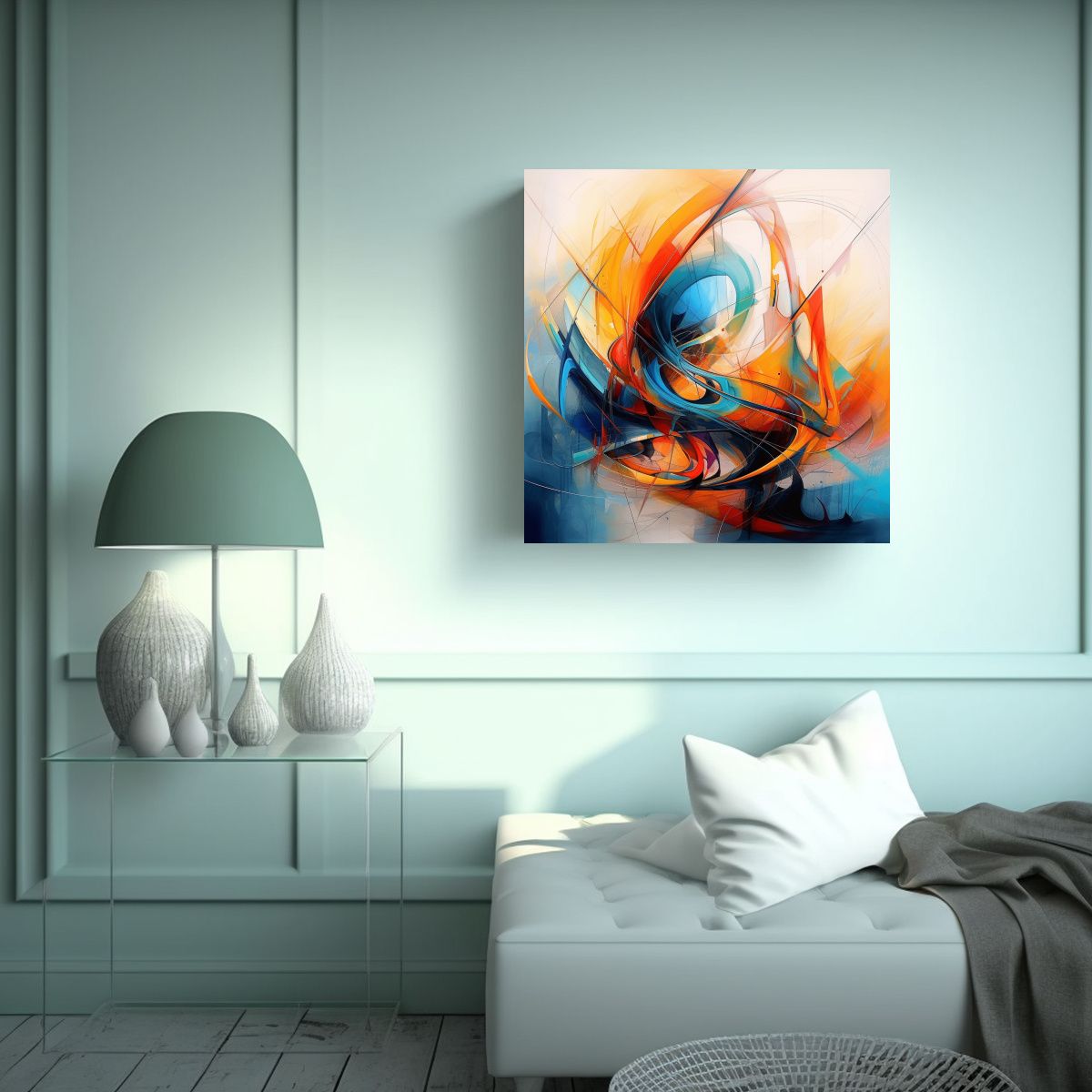 GENERICO - Cuadro Abstracto Arte De Pared Espacio Conceptual 50x50 Cm