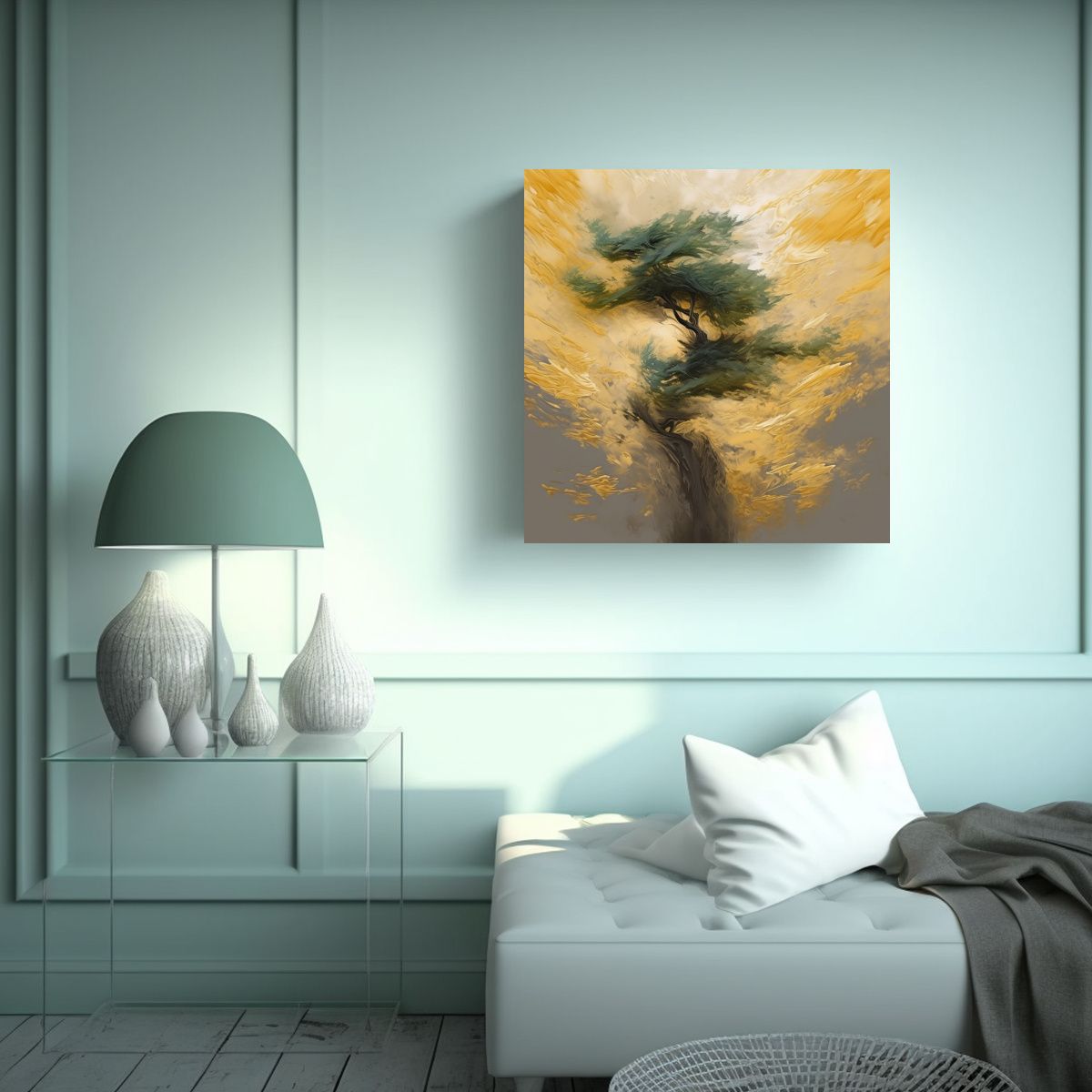 GENERICO - Pintura Decorativa Lienzo Abstracción Salón 70x70 Cm