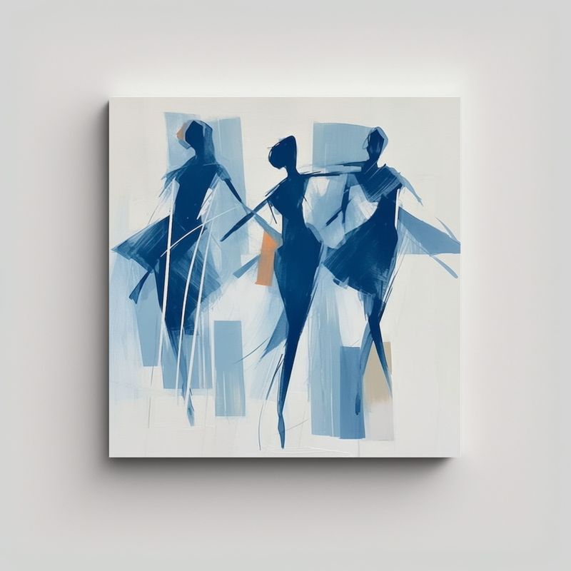 GENERICO - Cuadro De Mujeres Bailando En Azules Abstractos 70x70 Cm