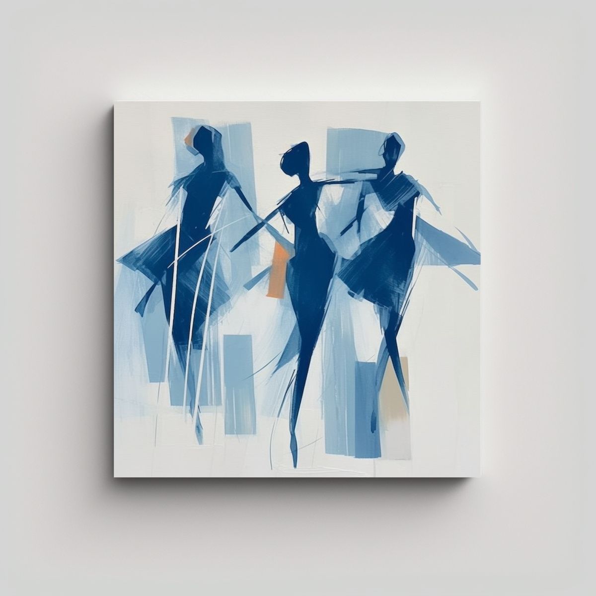 GENERICO - Cuadro De Mujeres Bailando En Azules Abstractos 60x60 Cm