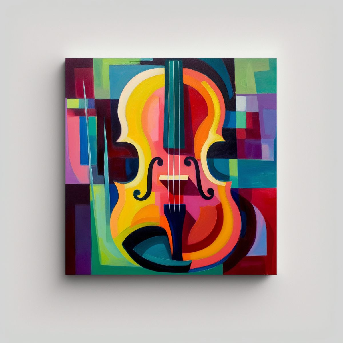 GENERICO - Lienzo Acuarela Poder: Violín Colorido Estilo 80x80 Cm