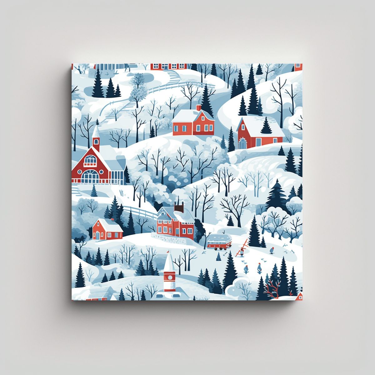 GENERICO - Cuadro Abstracción Invernal Vermont En La Nieve 80x80 Cm.