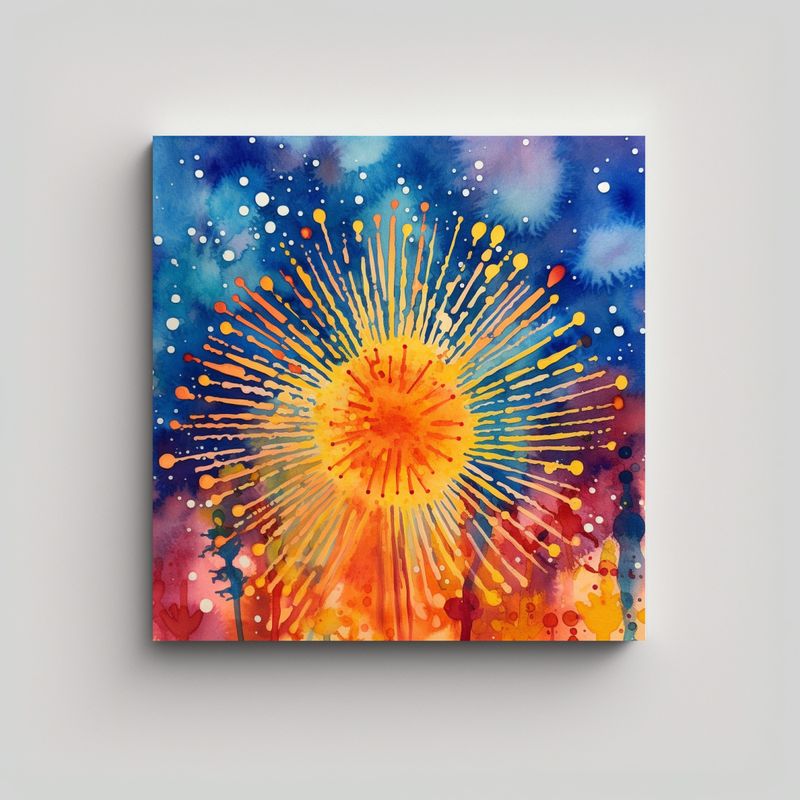 GENERICO - Arte Acuarela De Fuegos Artificiales En El 4 De 60x60 Cm