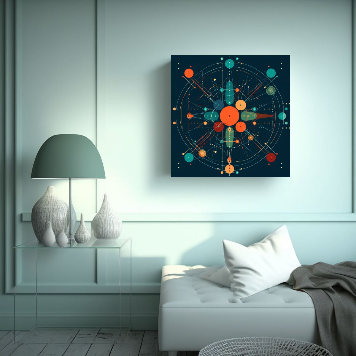 GENERICO - Cuadro Decorativo De Conexiones 2D Para Oficina Y 80x80 Cm