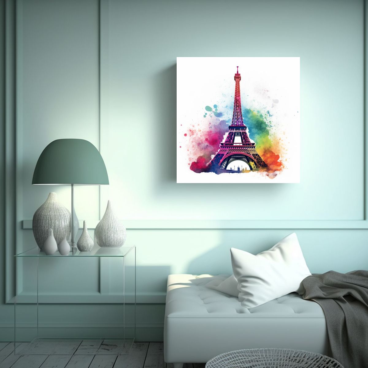 GENERICO - Cuadro Minimalista Torre Eiffel Con Tonos 50x50 Cm