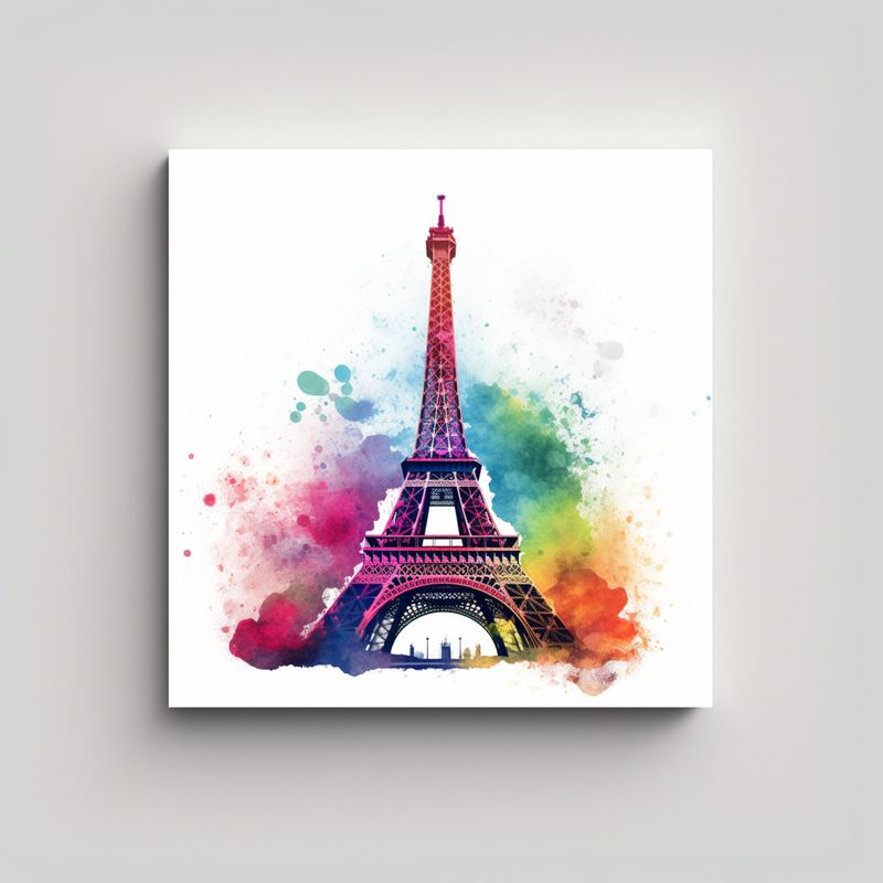 GENERICO - Cuadro Minimalista Torre Eiffel Con Tonos 70x70 Cm