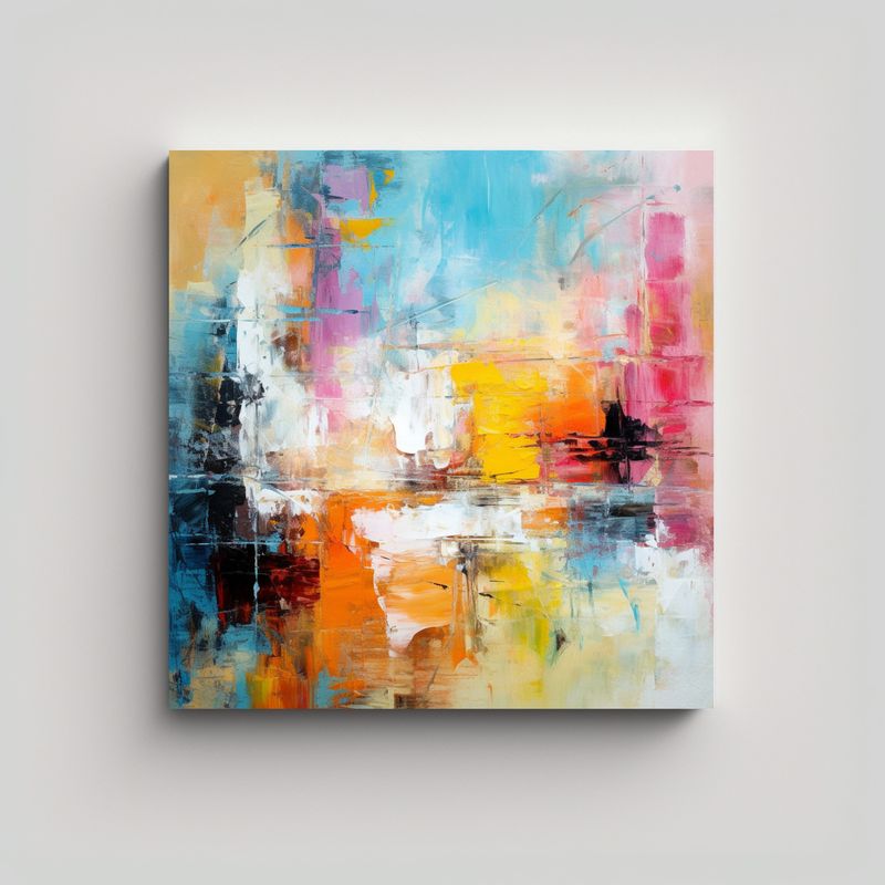 GENERICO - Pintura óleo Abstracta En Relieve Suave De Alta 80x80 Cm