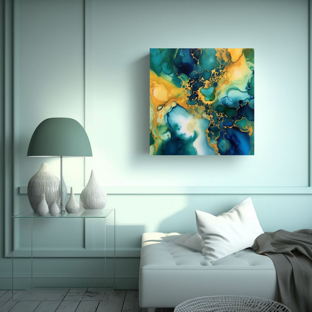 GENERICO - Cuadro De Lienzo Dibujo Alegría Tinta Alcohol 50x50 Cm