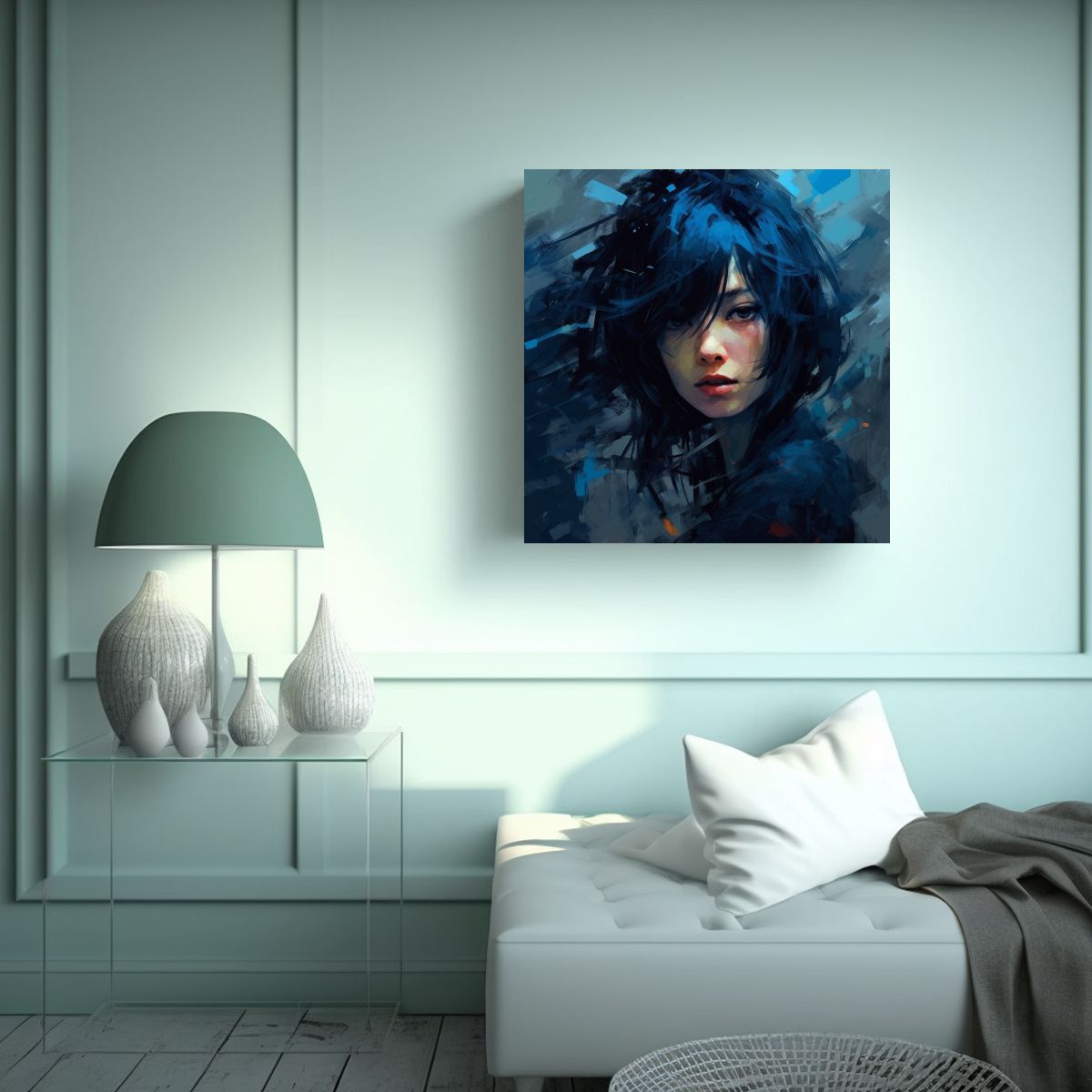 GENERICO - Pintura Decorativa Acuarela Retrato Femenino 70x70 Cm