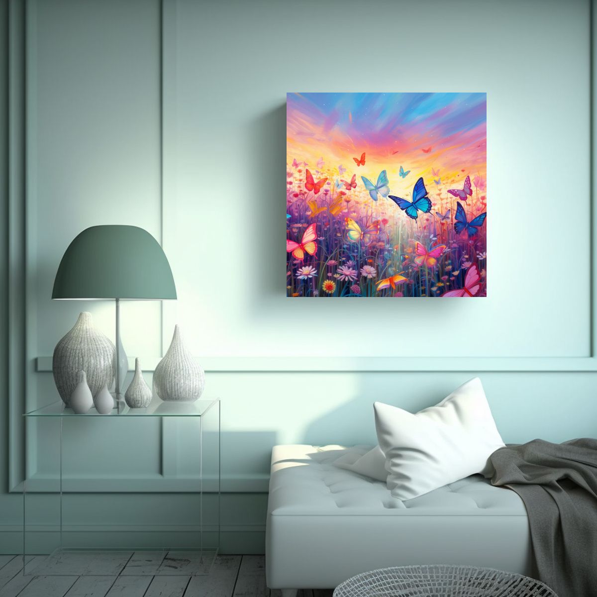 GENERICO - Cuadro Impresionante De Mariposas En Rosa En Un 90x90 Cm