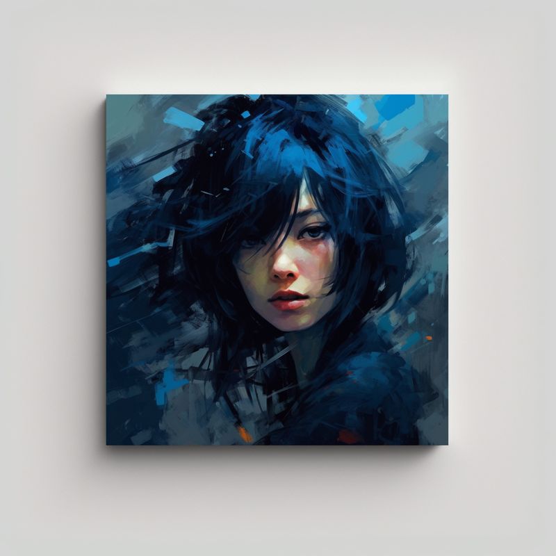 GENERICO - Pintura Decorativa Acuarela Retrato Femenino 80x80 Cm