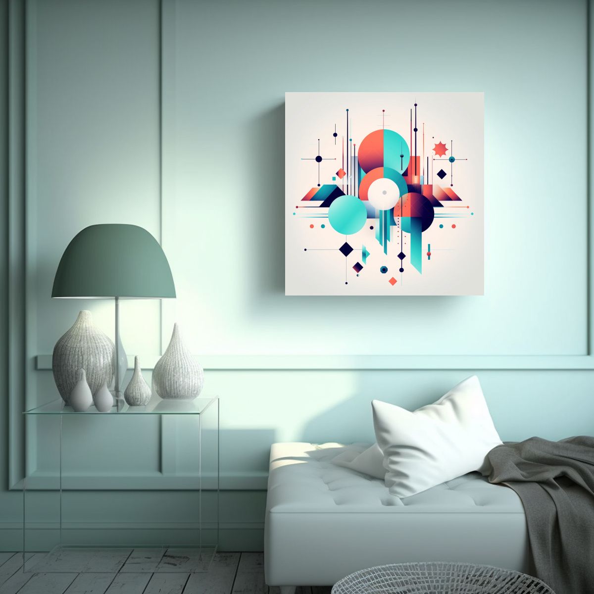 GENERICO - Lienzo Digital Minimalista Con Formas 50x50 Cm