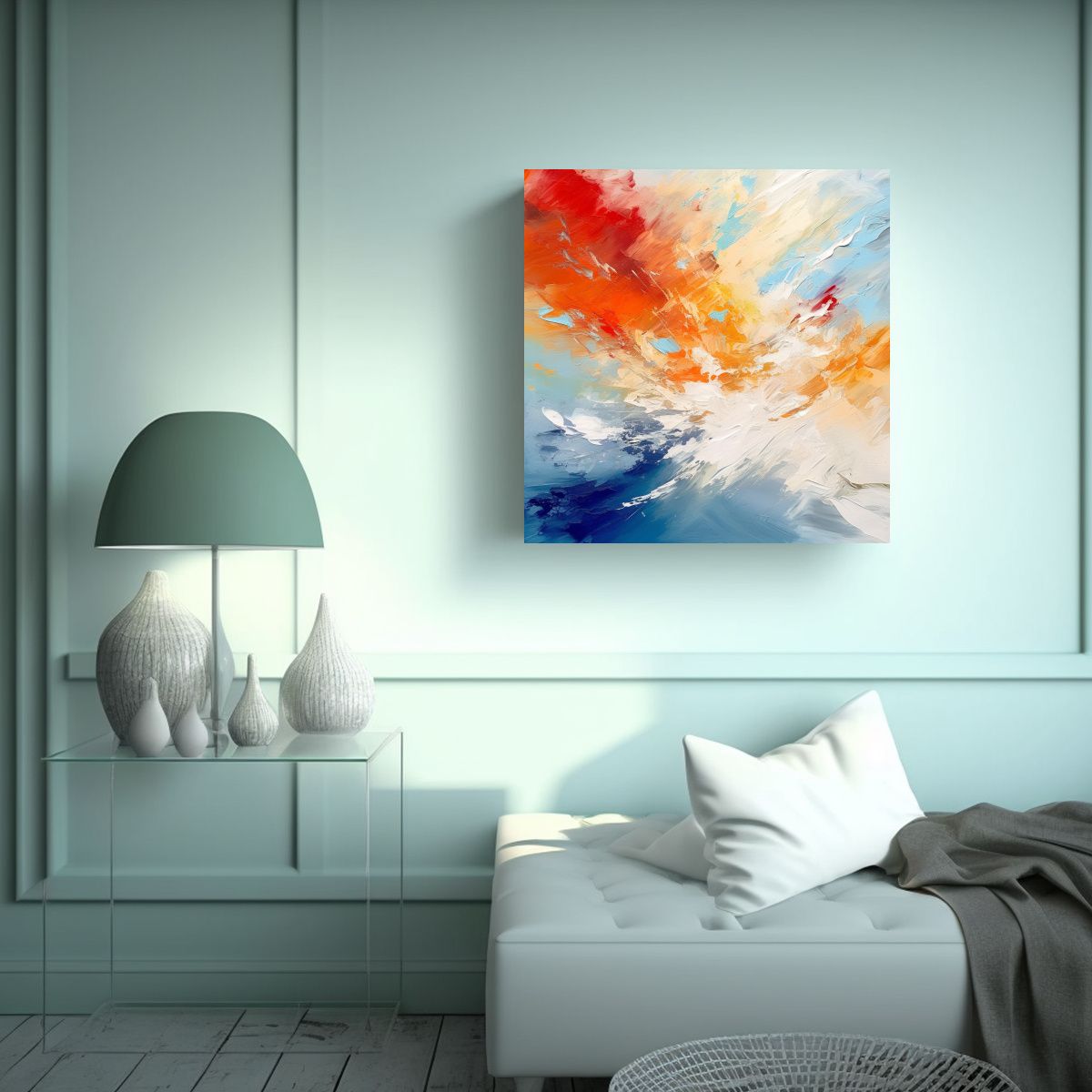 GENERICO - Pintura De Pared Abstracta Diseño Cielo Azul 50x50 Cm