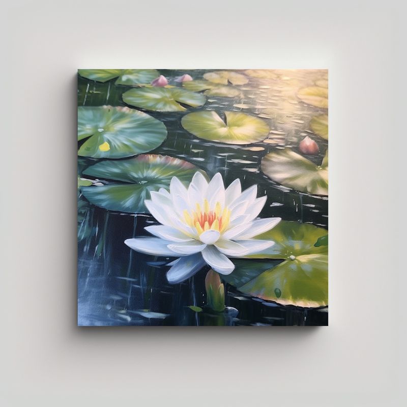 GENERICO - Arte Decorativo Para Oficina: Lirios De Agua En 90x90 Cm