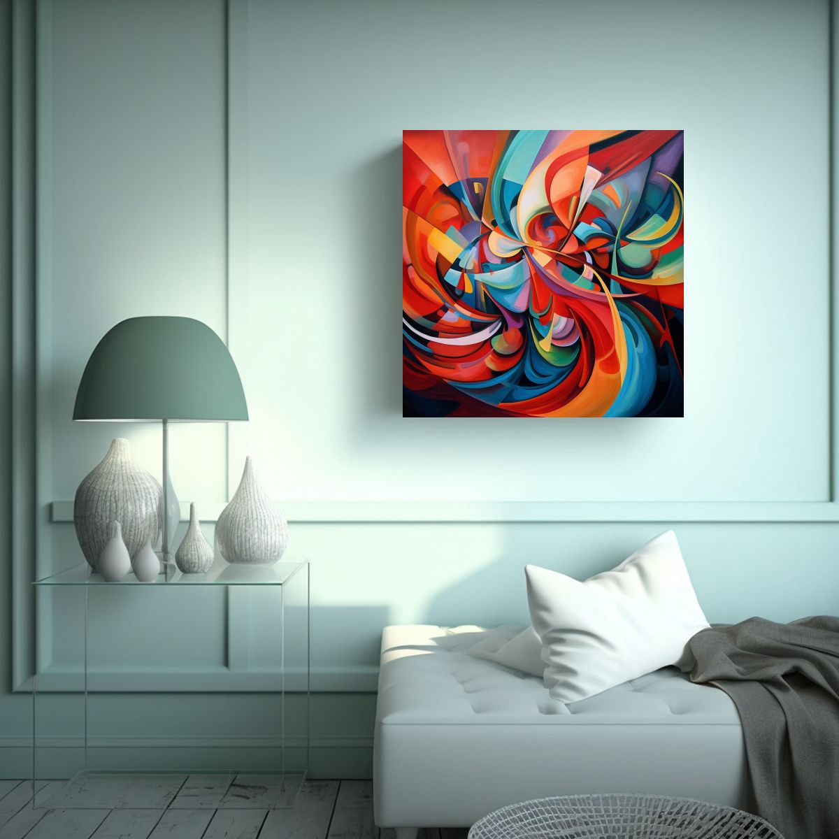 GENERICO - Pintura Abstracta Protagonismo Cuadrado 60x60 Cm