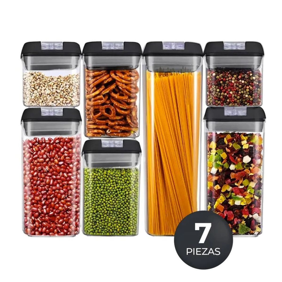 GENERICO - Set de 7 Contenedores Herméticos de Cocina Envases Alimentos