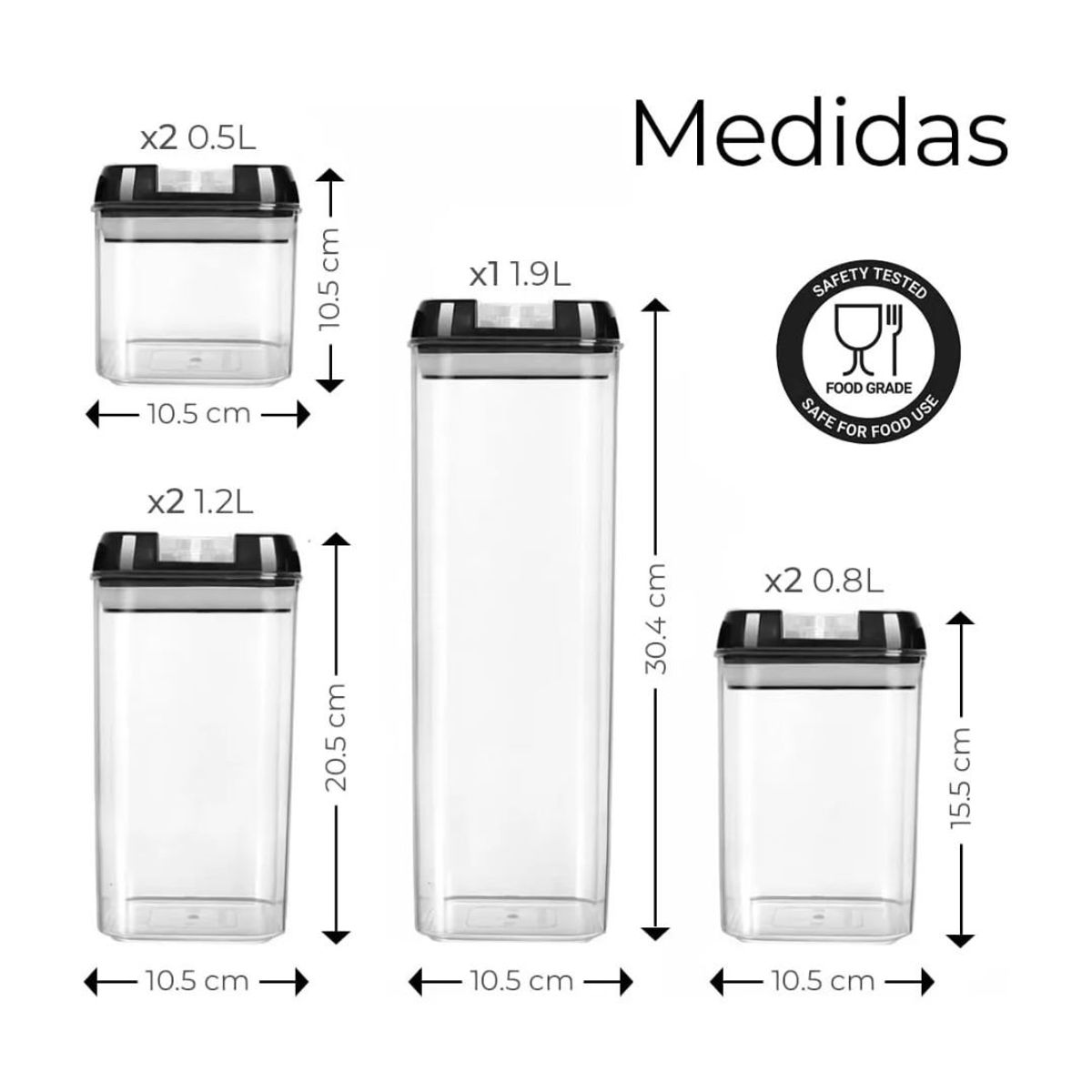 GENERICO - Set de 7 Contenedores Herméticos de Cocina Envases Alimentos