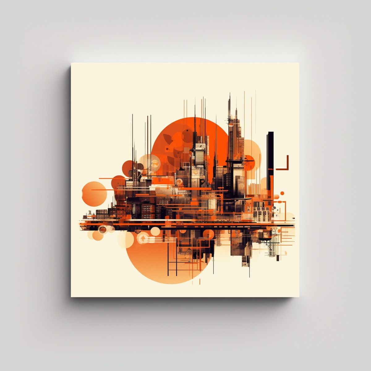GENERICO - Pinturas Abstractas Minimalistas De Una Ciudad 80x80 Cm
