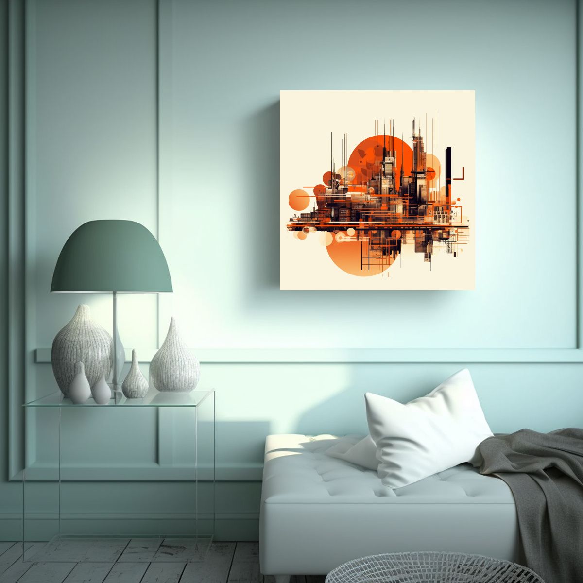 GENERICO - Pinturas Abstractas Minimalistas De Una Ciudad 80x80 Cm