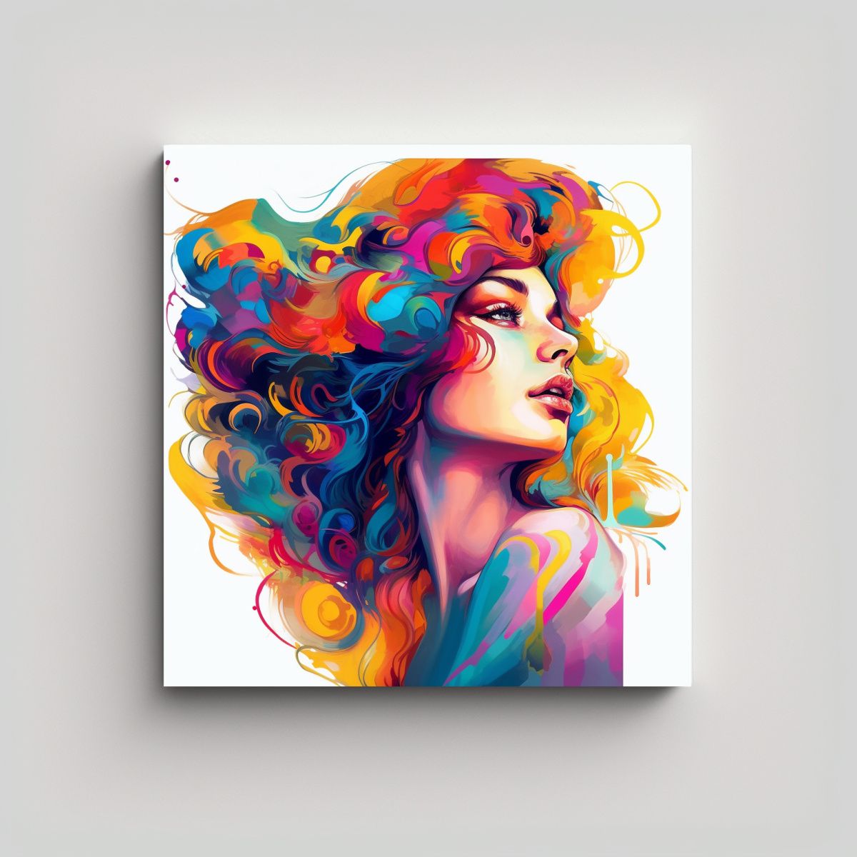 GENERICO - Cuadro Abstracto Mujer Colorido Belleza Original 60x60 Cm