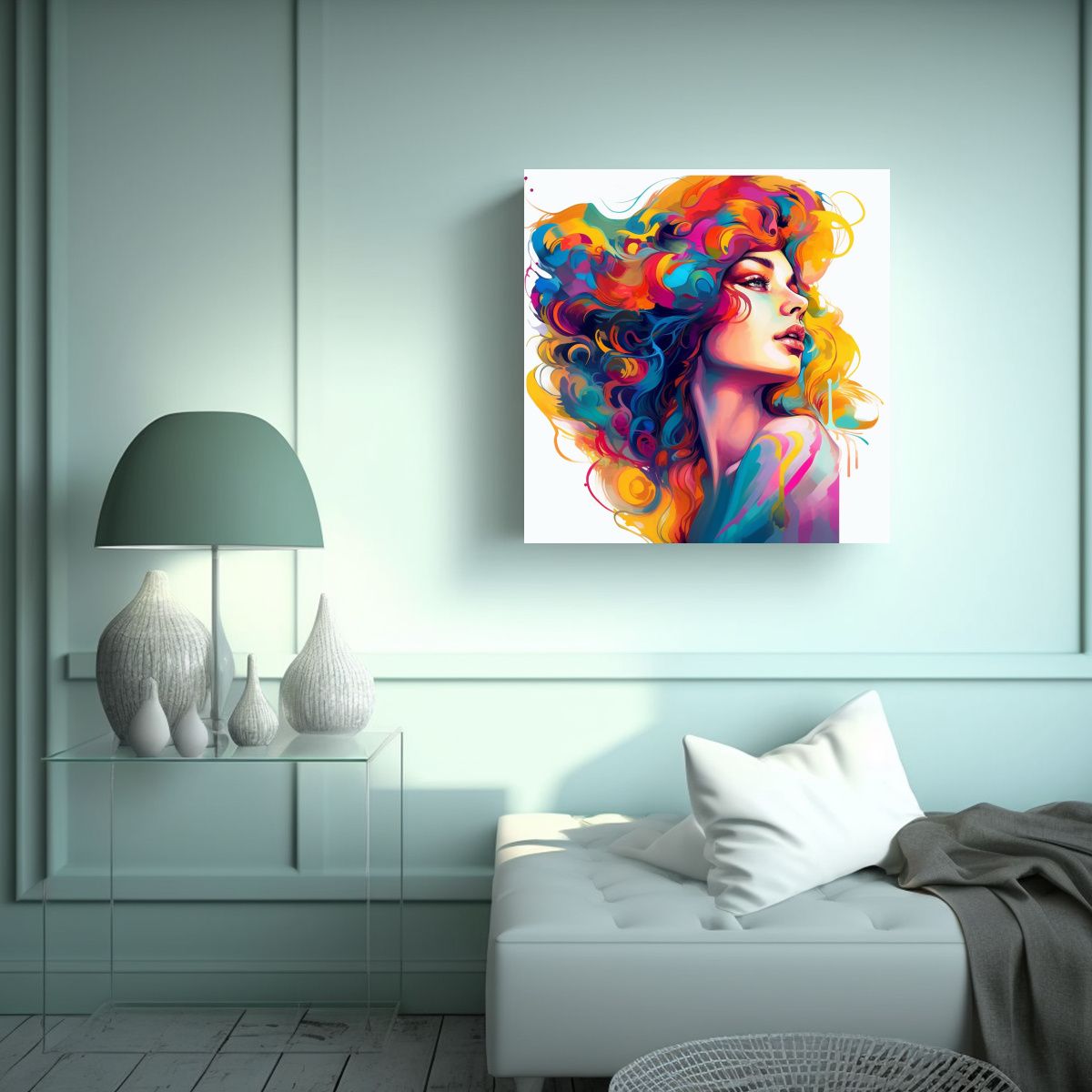 GENERICO - Cuadro Abstracto Mujer Colorido Belleza Original 60x60 Cm