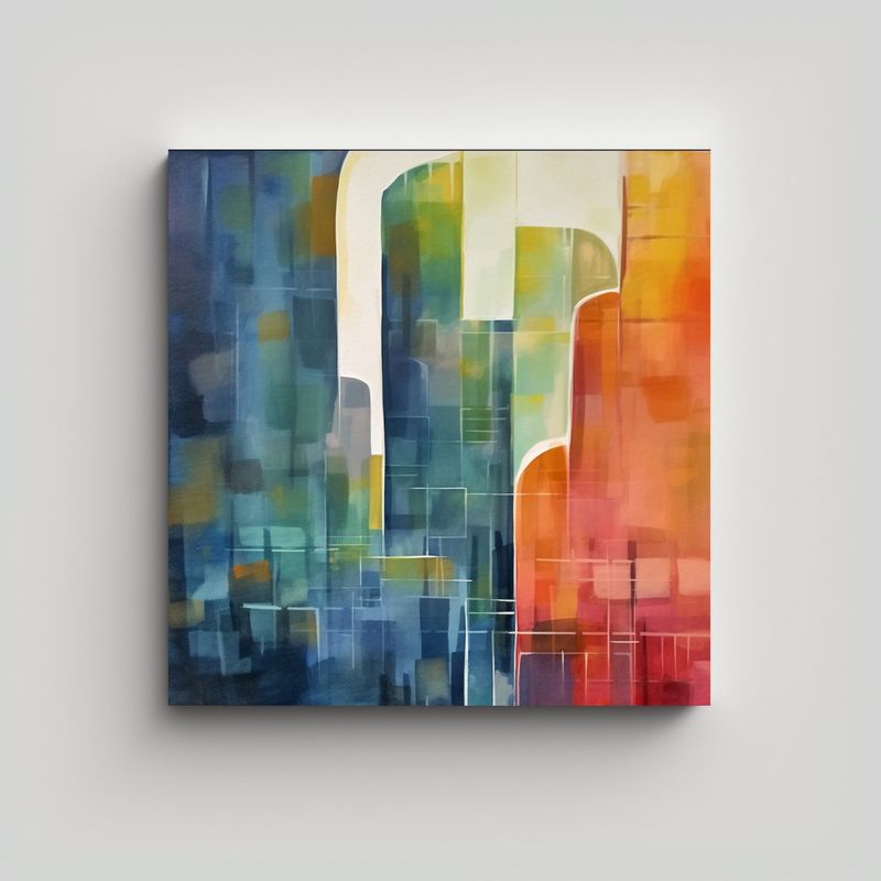 GENERICO - Cuadro Abstracto De Ciudad Para Decoración De 70x70 Cm