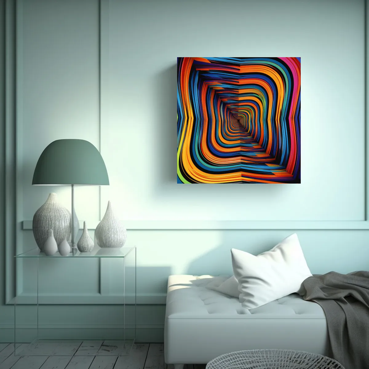 GENERICO - Cuadro Abstracto Luminoso Con Formas Geométricas 70x70 Cm.