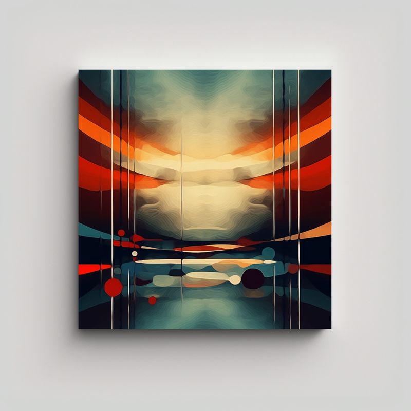 GENERICO - Pintura Abstracta Con Patrón De Rayas Para Hogar 90x90 Cm
